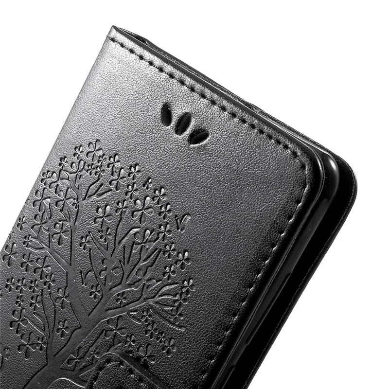 Imprint Tree Owl Pattern PU Leather Magnetic Shell for Huawei P30 - Black