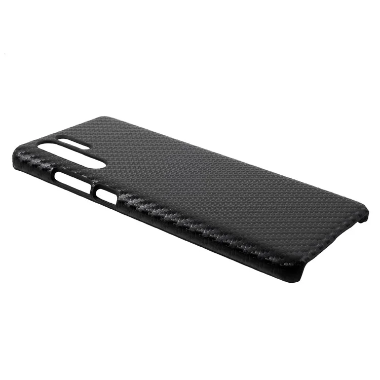 Capa de Telefone de Plástico Revestido de Couro para Huawei P30 Pro - Fibra de Carbono Preta