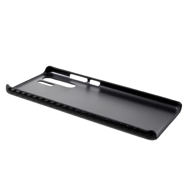 Capa de Telefone de Plástico Revestido de Couro para Huawei P30 Pro - Fibra de Carbono Preta