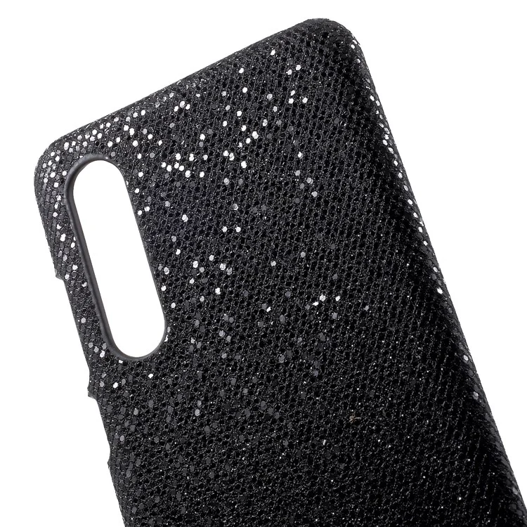 PU Leather Coated Hard PC Protector Cover for Huawei P30 - Black Glitter Sequins