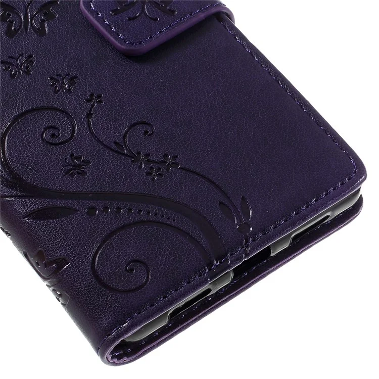 Butterfly Stand Leather Phone Case for Huawei P9 Lite - Purple