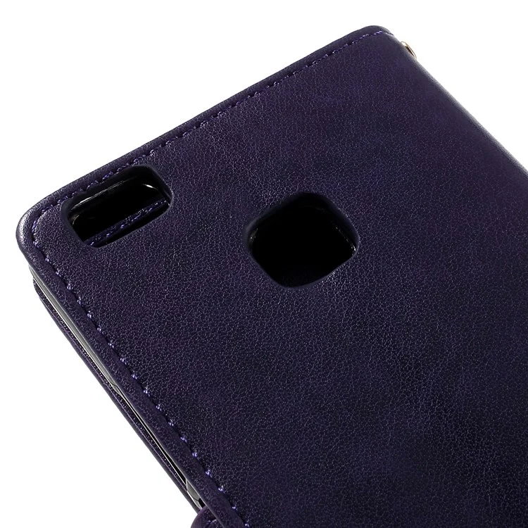 Butterfly Stand Leather Phone Case for Huawei P9 Lite - Purple