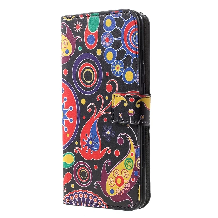 Patterned Card Holder Stand Leather Accessory Case for Huawei Honor 10 Lite/P Smart (2019) - Paisley Pattern