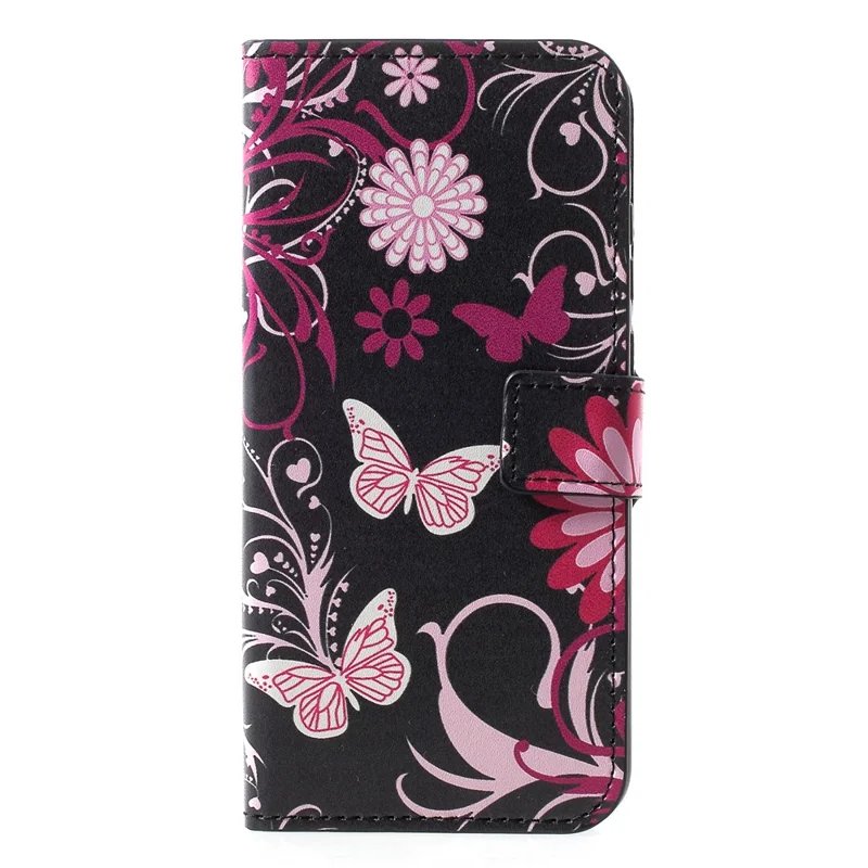 Patterned Stand Leather Card Holder Case for Huawei Honor 10 Lite/P Smart (2019) - Butterfly Flower