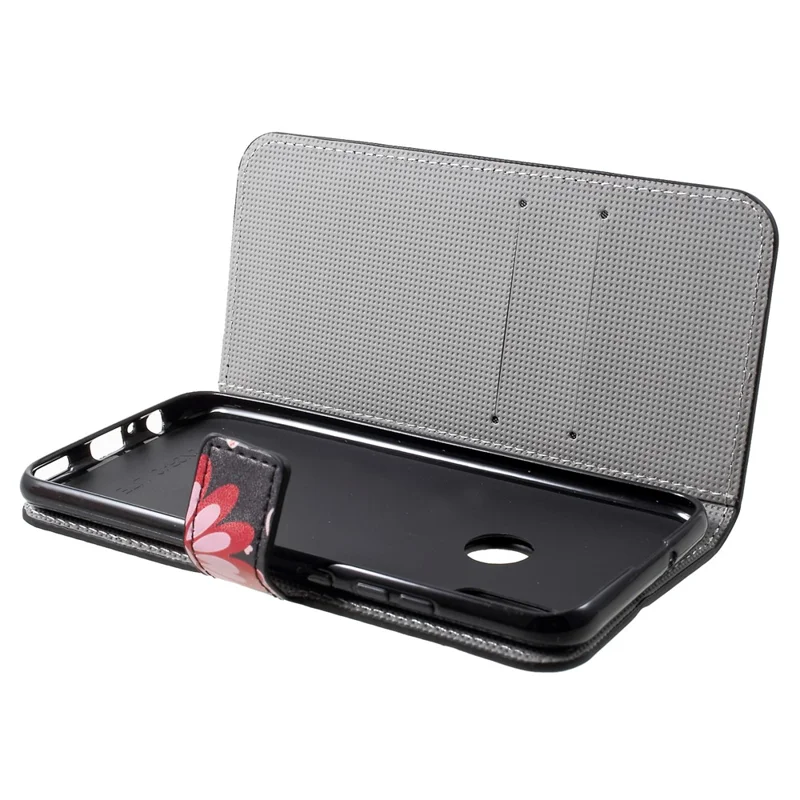 Patterned Stand Leather Card Holder Case for Huawei Honor 10 Lite/P Smart (2019) - Butterfly Flower