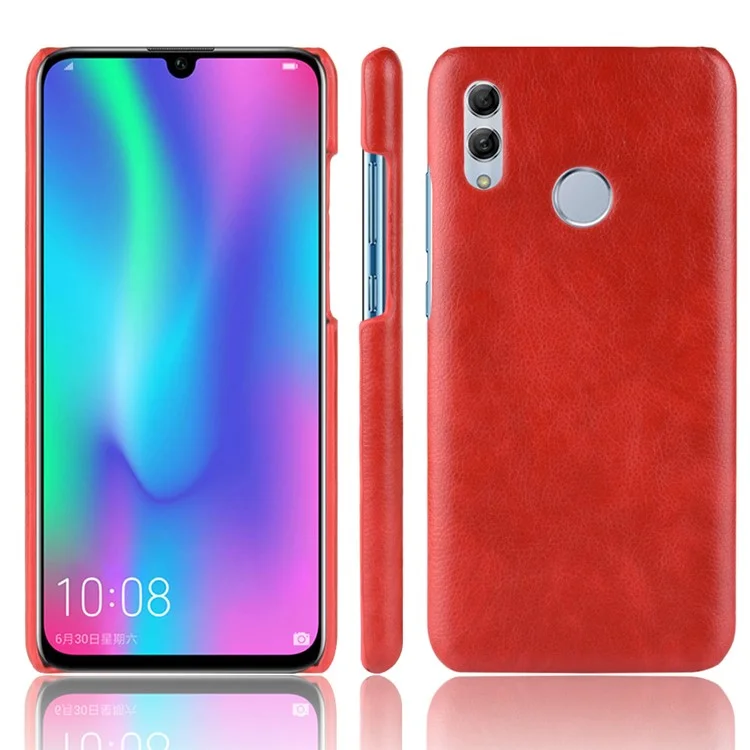 Litchi Textura PU Couro Revestido De Plástico Móvel Shell Para Huawei P Inteligente (2019) - Vermelho