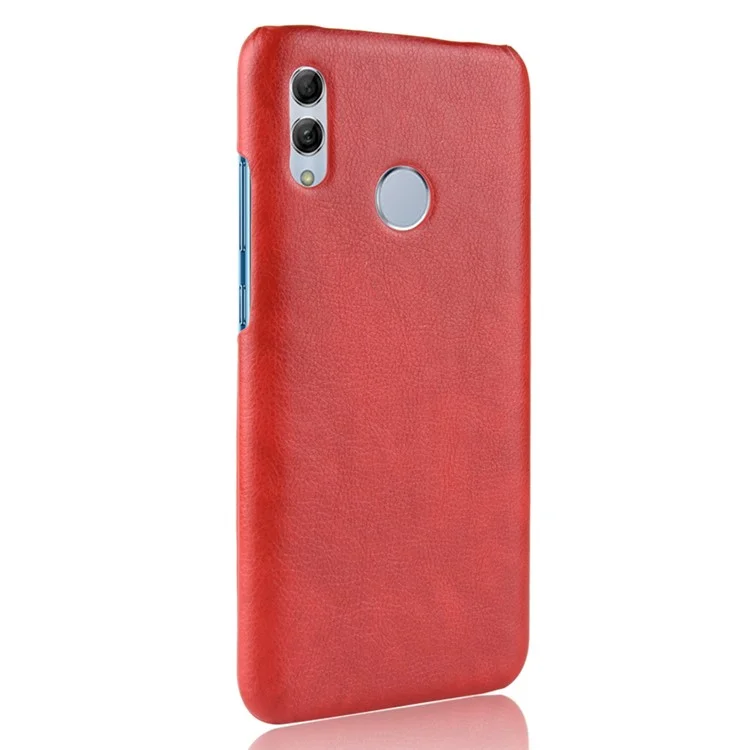 Litchi Textura PU Couro Revestido De Plástico Móvel Shell Para Huawei P Inteligente (2019) - Vermelho