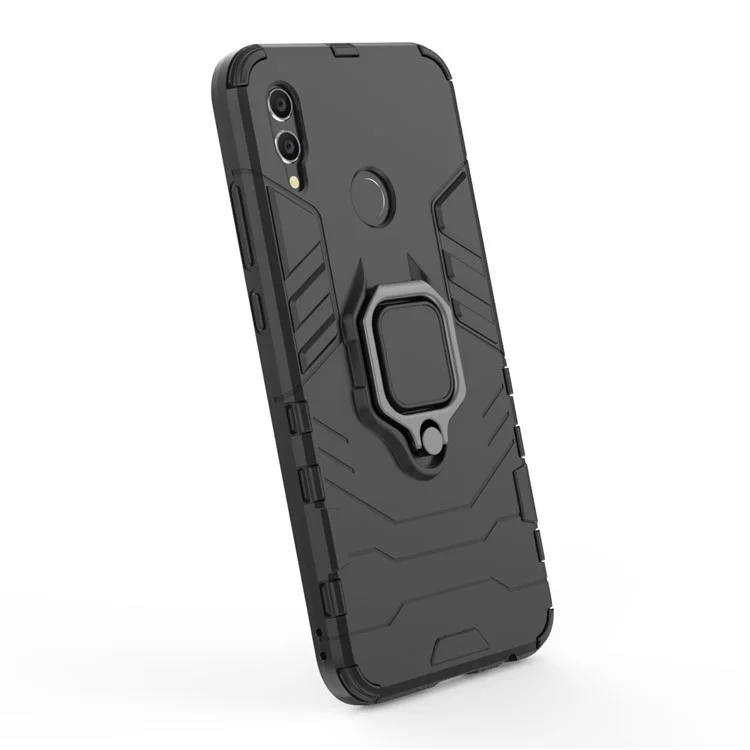 Fingerring Kickstand PC + TPU Hybrid -handyabdeckung Für Huawei Honor 10 Lite - Schwarz