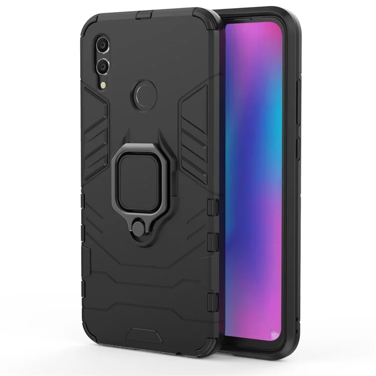 Fingerring Kickstand PC + TPU Hybrid Handyhülle für Huawei Honor 10 Lite - Schwarz