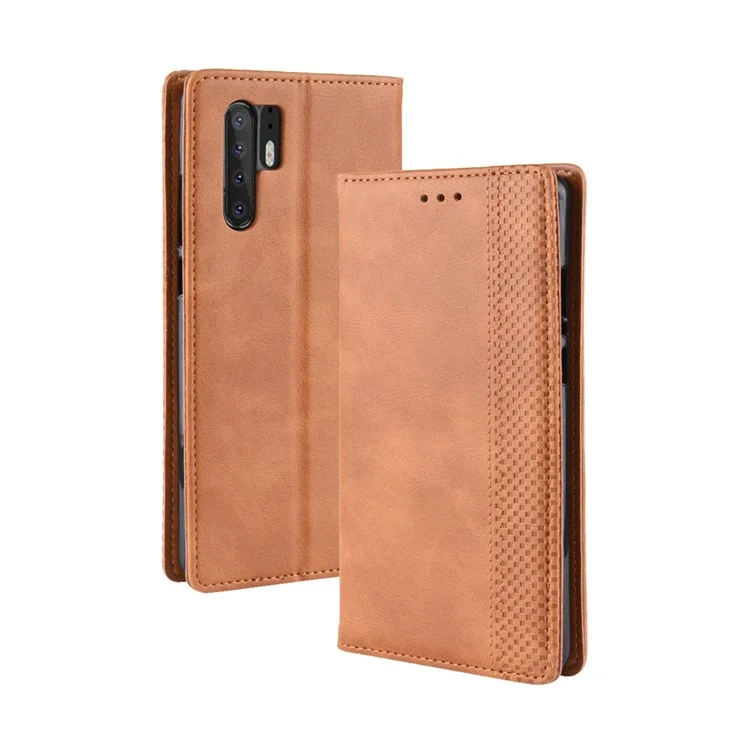 Vintage Style Magnétique Close Cuir Portefeuille Porte-pièce Coque Shell Pour Huawei P30 Pro - Marron