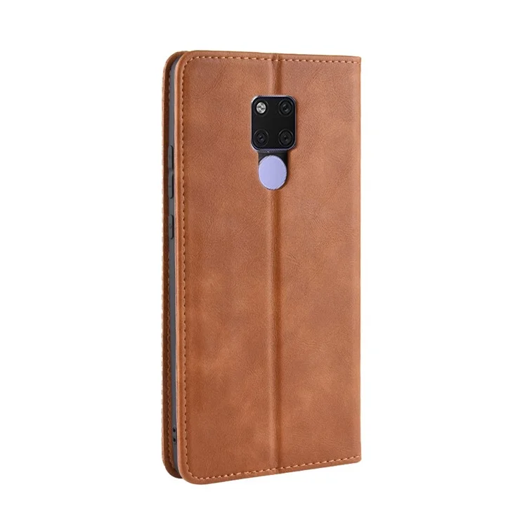 Vintage Style Leather Wallet Case for Huawei Mate 20 X - Brown