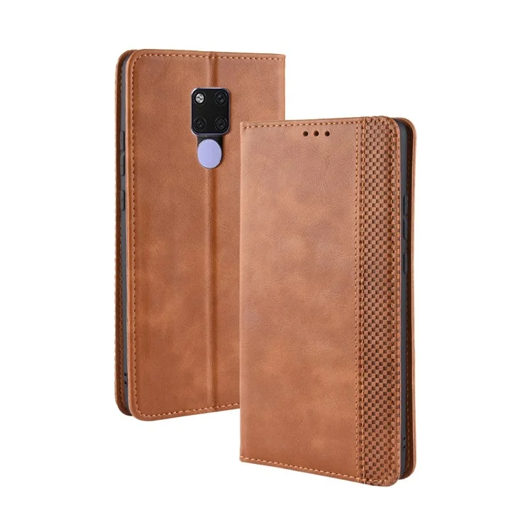 Vintage Style Leather Wallet Case for Huawei Mate 20 X - Brown