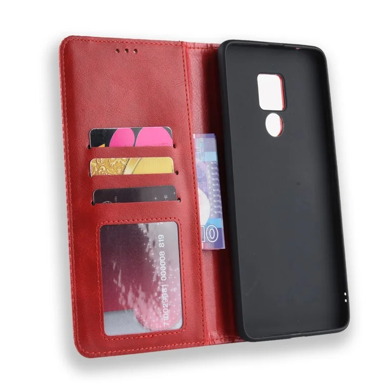 Custodia Per Portafoglio In Pelle Stile Vintage Per Huawei Mate 20 X - Rosso