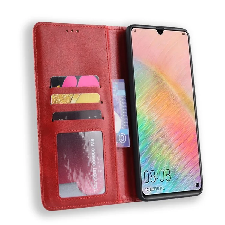 Custodia Per Portafoglio In Pelle Stile Vintage Per Huawei Mate 20 X - Rosso