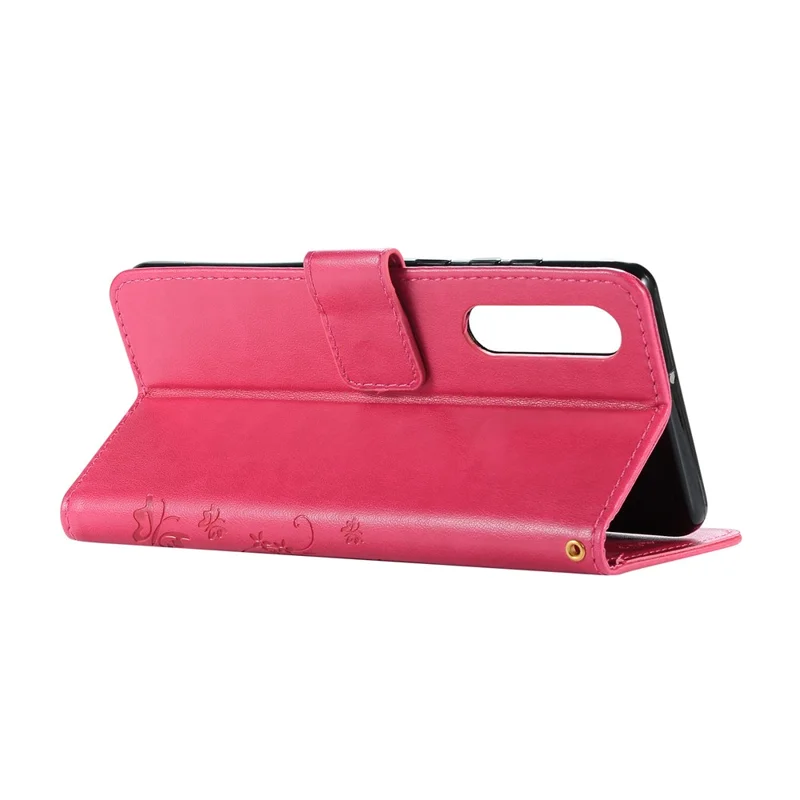 للهاتف هواوي P30 غطاء جلد واقٍ بتصميم فراشة ووردة - روز