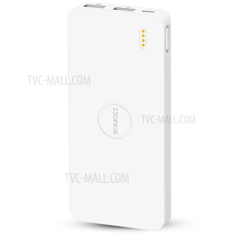 ROMOSS Polymos 10 Air 10000mAh External Power Bank Battery Charger Dual USB Ports - White