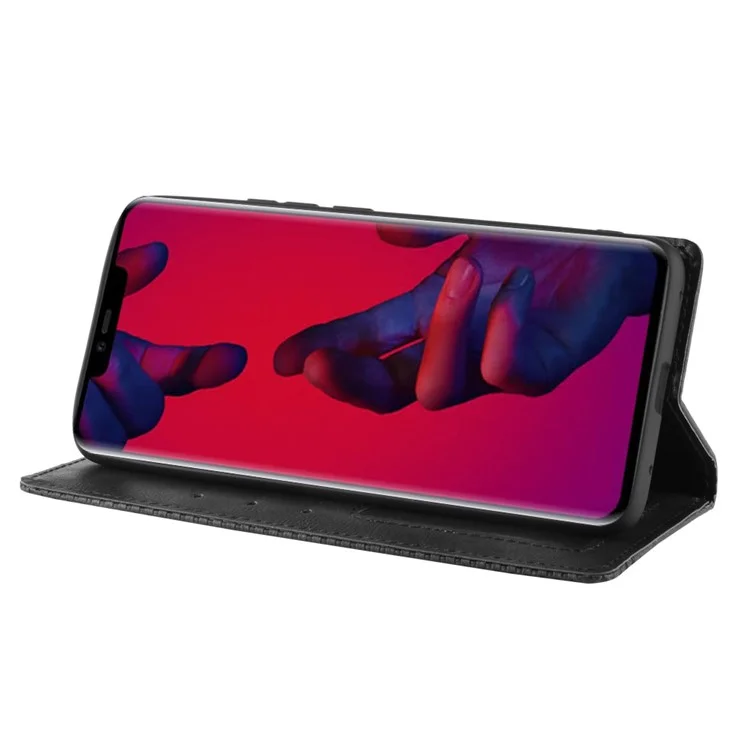 Couvercle De Portefeuille En Cuir En Cuir De Style Vintage Pour Huawei Mate 20 Pro - Le Noir