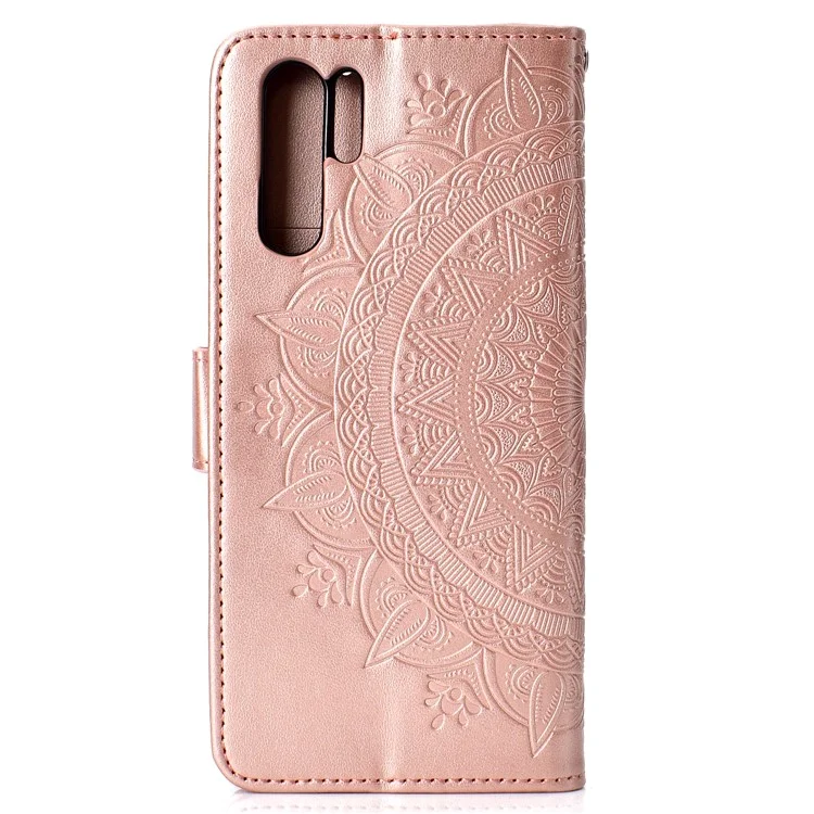 Imprinted Mandala Pattern PU Leather Protection Mobile Phone Case for Huawei P30 Pro - Rose Gold