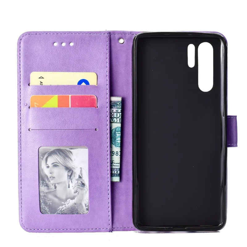 Imprinted Mandala Pattern PU Leather Protection Phone Shell for Huawei P30 Pro - Purple