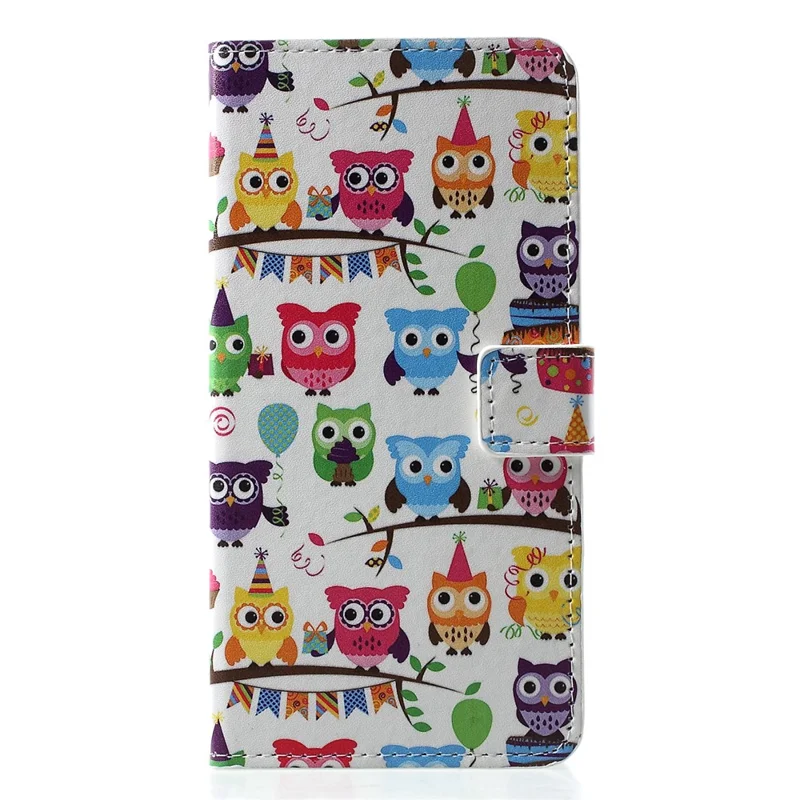 Patterned PU Leather Wallet Stand Protective Phone Case for Huawei P30 Pro - Lovely Little Owls