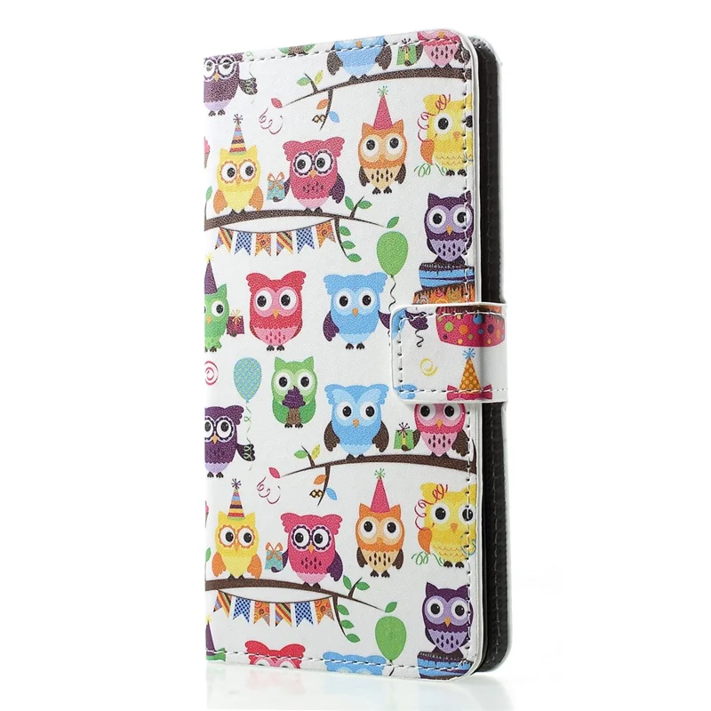 Patterned PU Leather Wallet Stand Protective Phone Case for Huawei P30 Pro - Lovely Little Owls