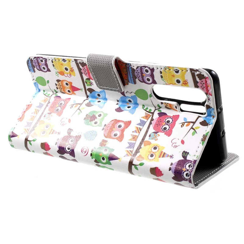 Patterned PU Leather Wallet Stand Protective Phone Case for Huawei P30 Pro - Lovely Little Owls