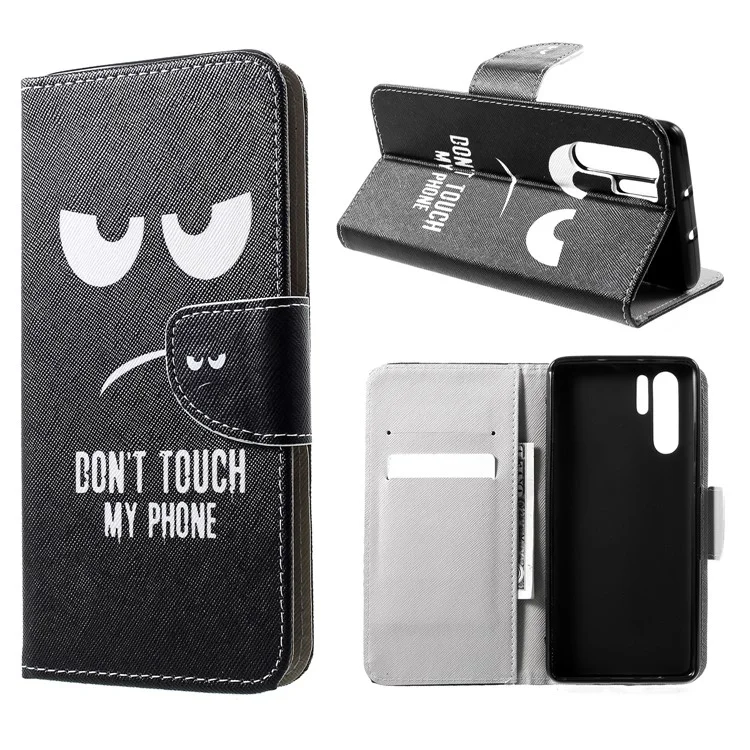 Cross Texture Pattern Printing Leather Wallet Phone Case per Huawei P30 Pro - Non Toccare Il Mio Telefono