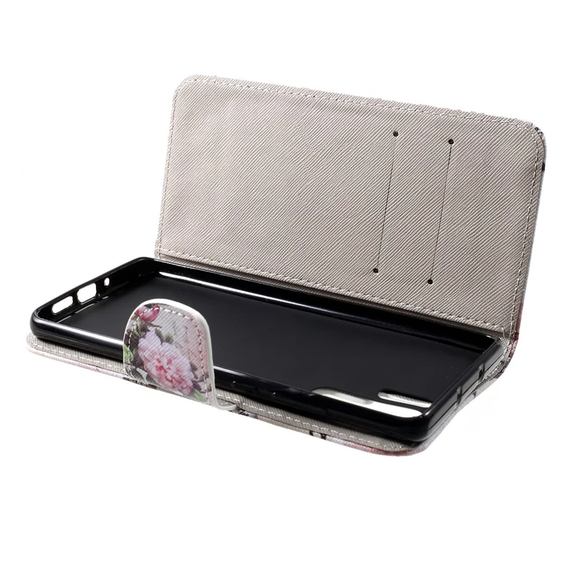 Cross Texture Pattern Printing Leather Wallet Phone Accessory Shell for Huawei P30 Pro - Eiffel Tower and Flower