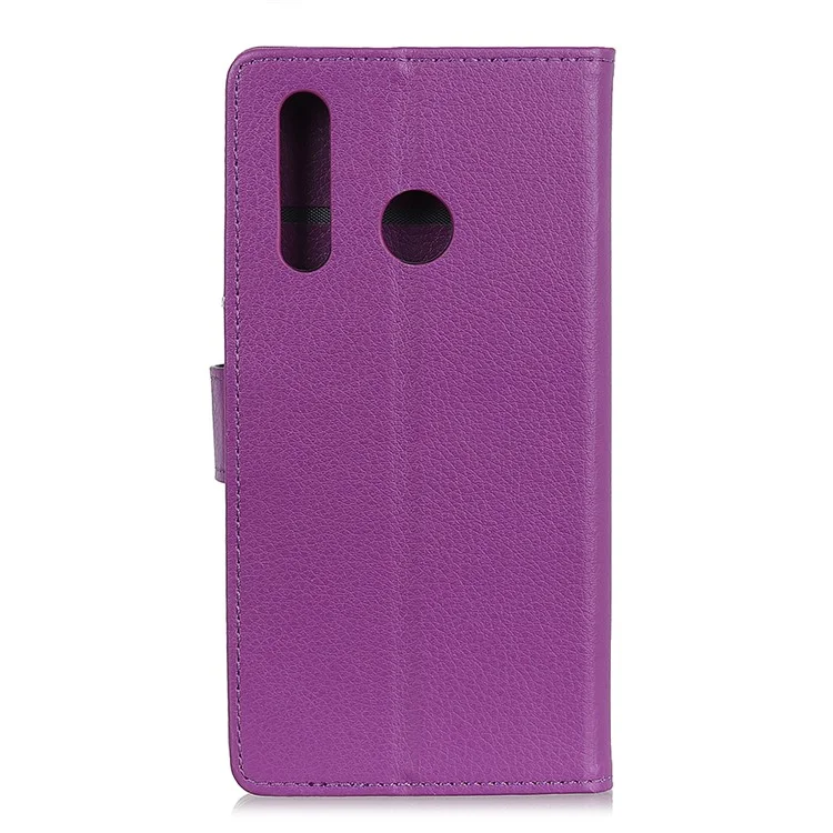 For Huawei P30 Lite Shockproof Phone Bag Covering Litchi Skin Wallet Leather Stand Case - Purple