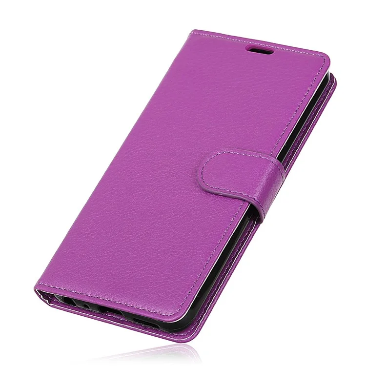 For Huawei P30 Lite Shockproof Phone Bag Covering Litchi Skin Wallet Leather Stand Case - Purple