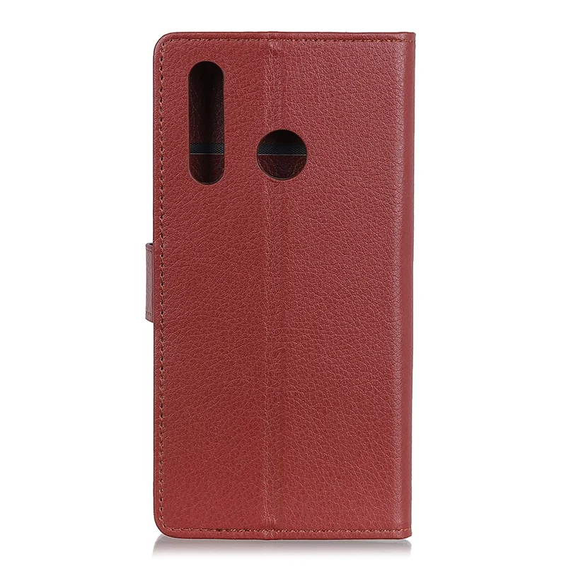 For Huawei P30 Lite Shockproof Phone Bag Covering Litchi Skin Wallet Leather Stand Case - Brown