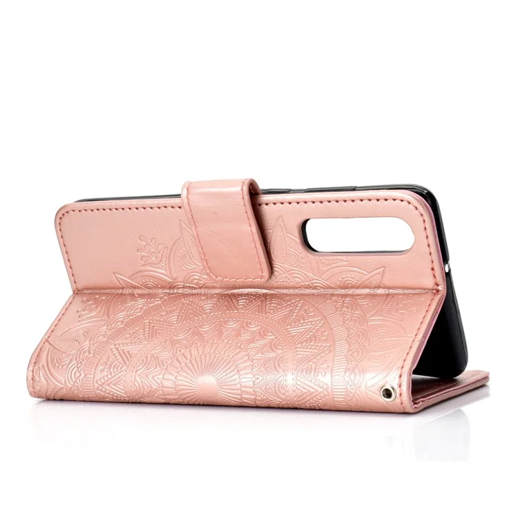 Für Huawei P30 Mobiltasche Mandala Flower Wallet PU Ledertasche - Rosengold.