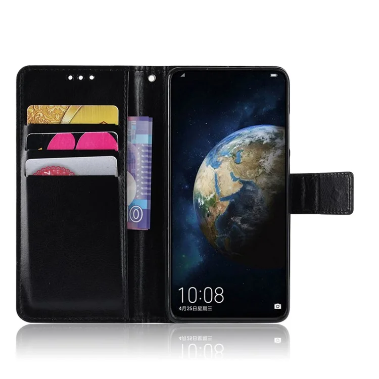 For Huawei P30 Crazy Horse Wallet Leather Cell Phone Cover - Black