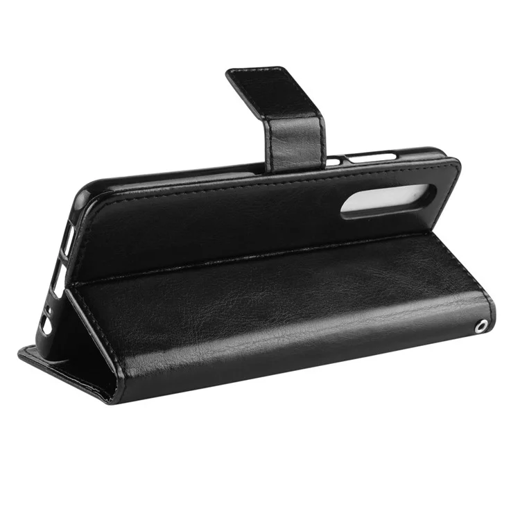 Pour Huawei P30 Crazy Horse Wallet le Cuir Couvercle de Téléphone - le Noir