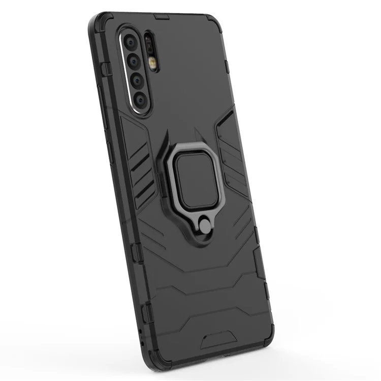 Finger Ring Kickstand PC + TPU Hybrid Telefono Per Huawei P30 Pro - Nero