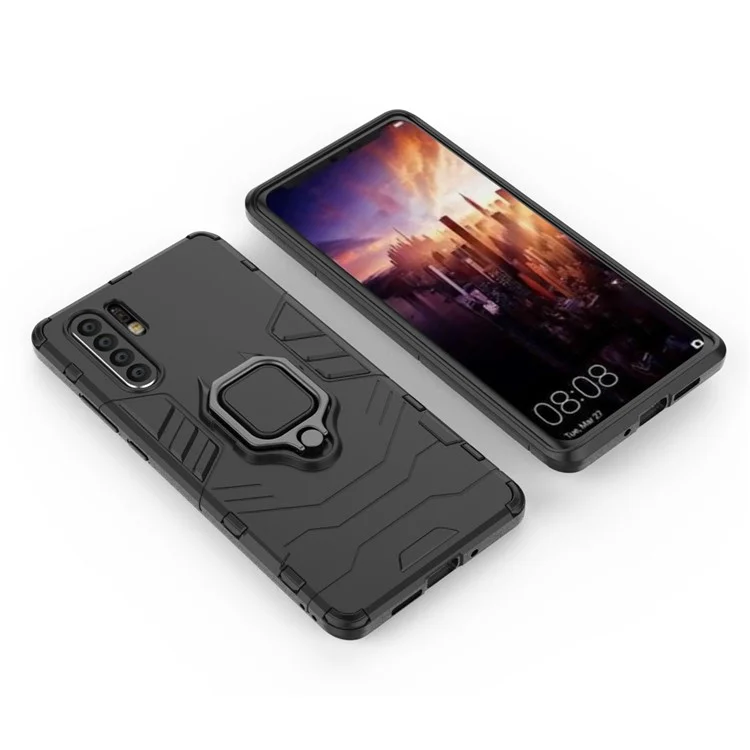 Fingerring Kickstand PC + TPU Hybrid Telefonhülle Für Huawei P30 Pro - Schwarz