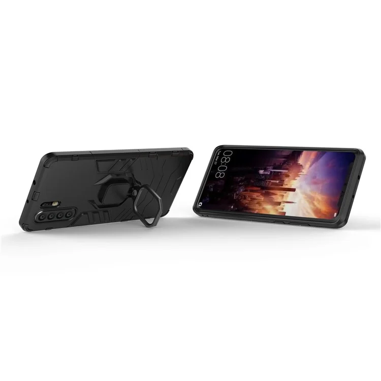 Finger Ring Kickstand PC + TPU Hybrid Telefono Per Huawei P30 Pro - Nero