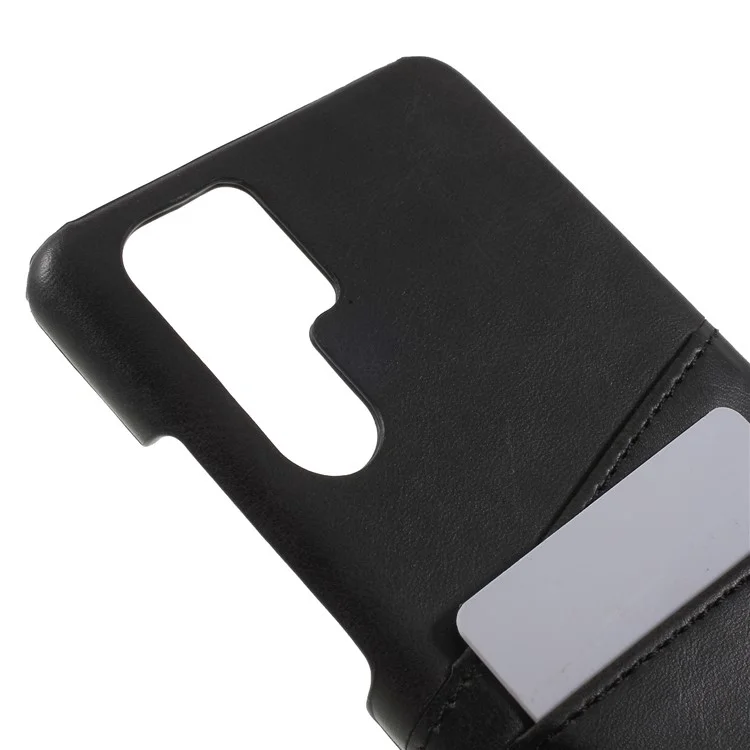 [Double Card Slots] PU Leather Coated PC Phone Cover for Huawei P30 Pro - Black