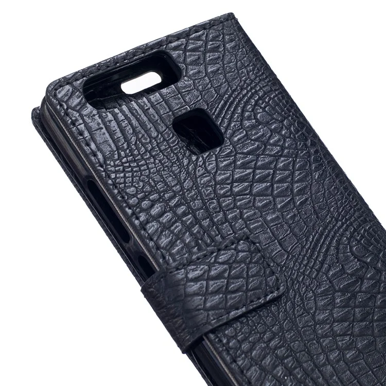 Croco Skin Wallet Leather Stand Case for Huawei P9 - Black