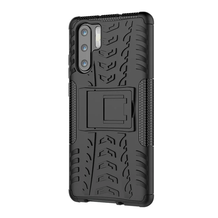 Anti-slip PC + TPU Hybrid Case with Kickstand for Huawei P30 Pro - Black