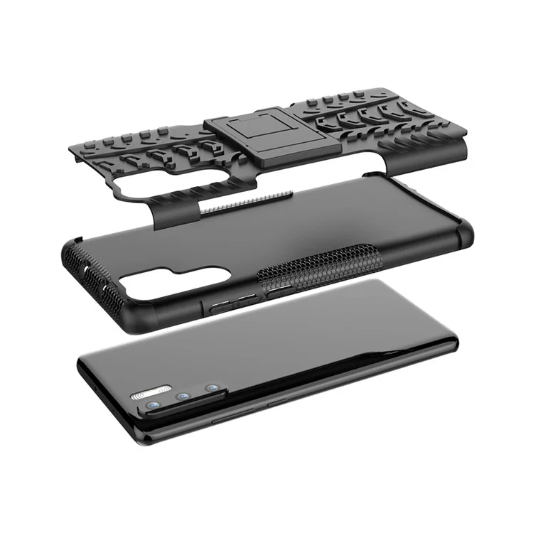 Capa híbrida Anti-escorregadia PC + TPU com Suporte para Huawei P30 Pro - Preta