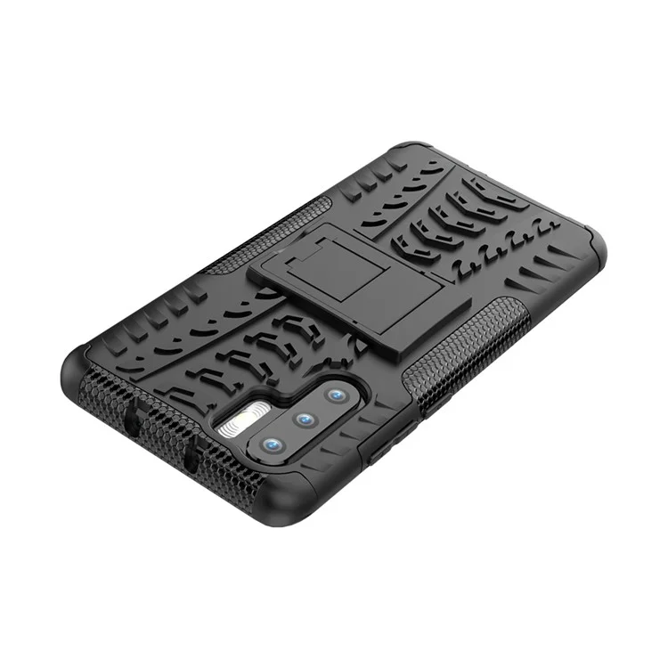 Anti-slip PC + TPU Hybrid Case with Kickstand for Huawei P30 Pro - Black