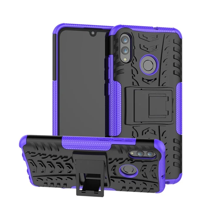 Anti-slip PC + TPU Hybrid Kickstand Protective Shell Para Huawei P Smart (2019) / P Smart+(2019) - Roxo