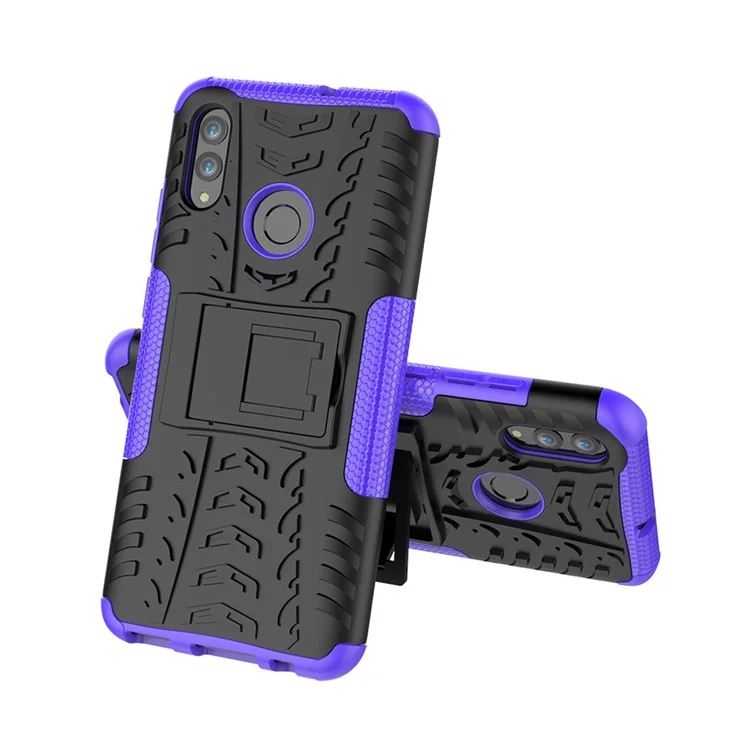 Anti-slip PC + TPU Hybrid Kickstand Protective Shell Para Huawei P Smart (2019) / P Smart+(2019) - Roxo