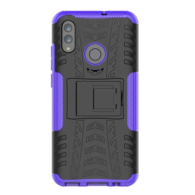 Anti-slip PC + TPU Hybrid Kickstand Protective Shell Para Huawei P Smart (2019) / P Smart+(2019) - Roxo