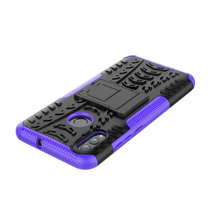 Anti-slip PC + TPU Hybrid Kickstand Protective Shell for Huawei P Smart (2019) / P Smart+ (2019) - Purple