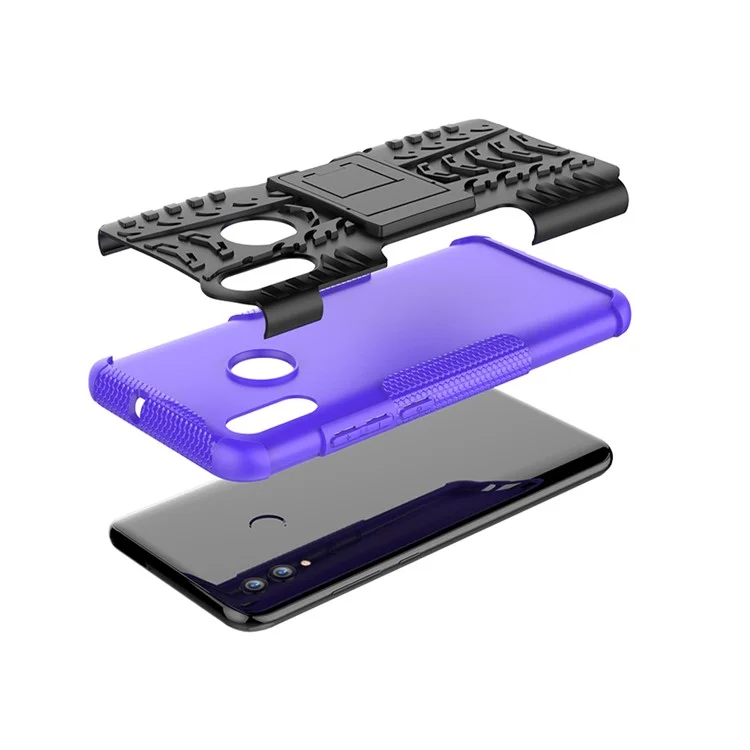 Anti-slip PC + TPU Hybrid Kickstand Protective Shell for Huawei P Smart (2019) / P Smart+ (2019) - Purple