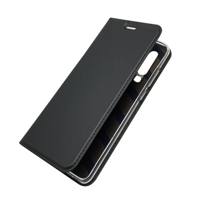 Auto-absorbed Stand Leather Case with Card Slot for Huawei P30 - Black