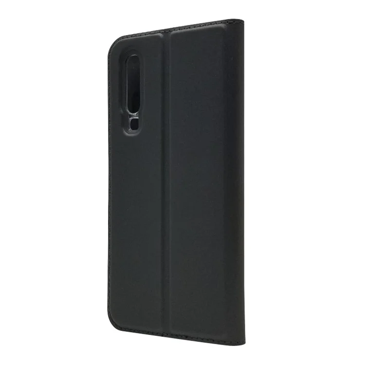 Auto-absorbed Stand Leather Case with Card Slot for Huawei P30 - Black