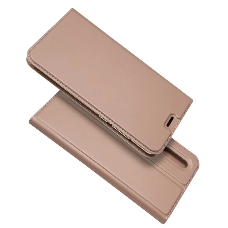 Auto-absorbed Stand Leather Cover with Card Slot for Huawei P30 - Rose Gold